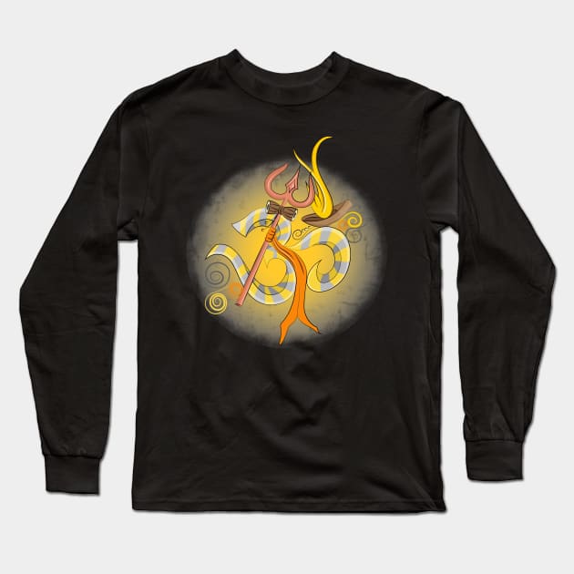 OM: Trishul & Damaru Long Sleeve T-Shirt by swarna artz